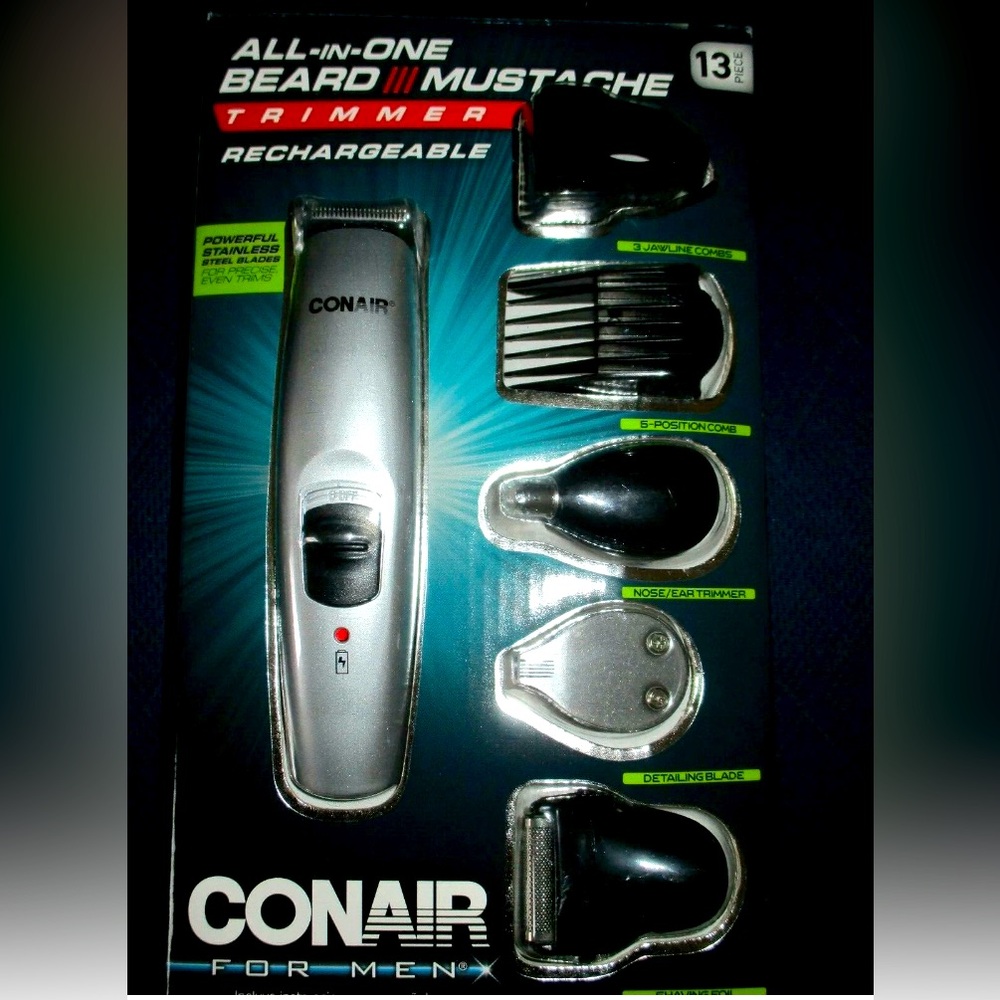 CONAIR All-In-One Trimmer 13 Piece Rechargeable  Mustache Beard Men GMT189GB